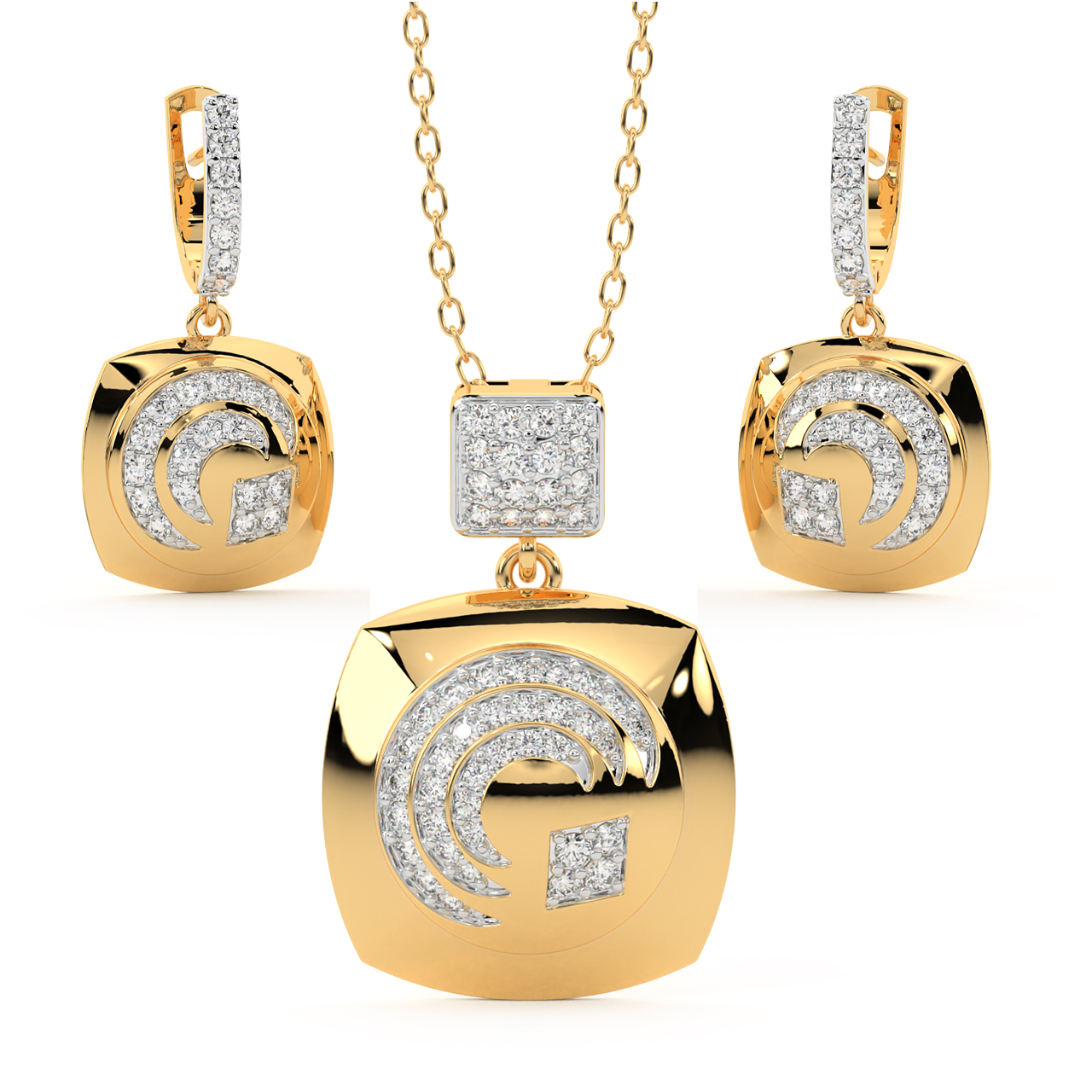 Baron Round Diamond Pendant Set